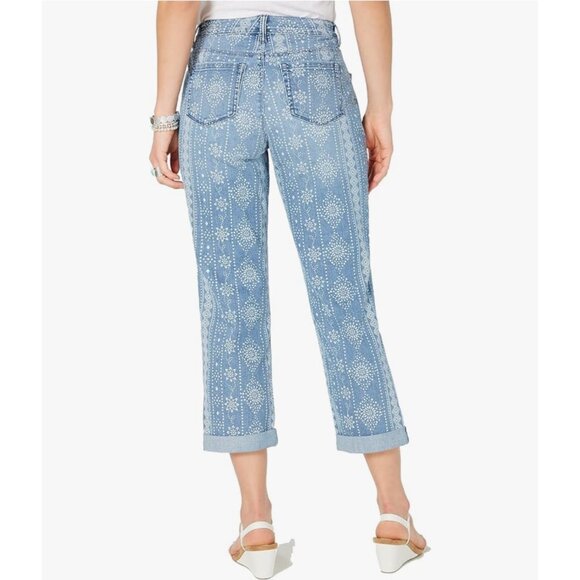 Style & Co Curvy Mid Rise Printed Boyfriend Jeans w/Optional Cuffed Hem - Picture 6 of 16